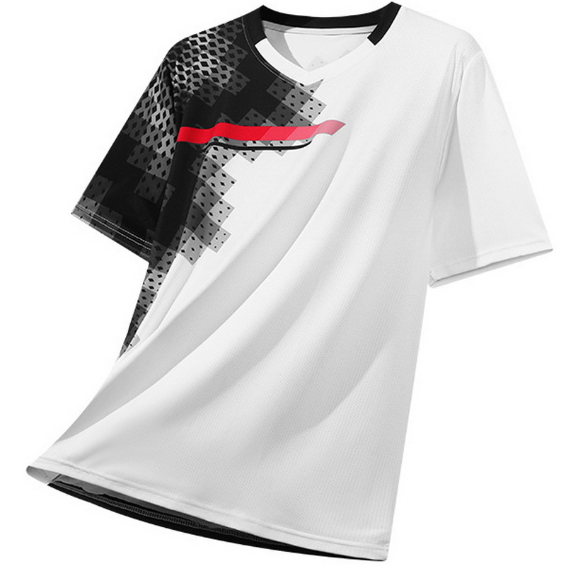 Black/White V-Neck Shirt Jogging Men's Fourth Jersey