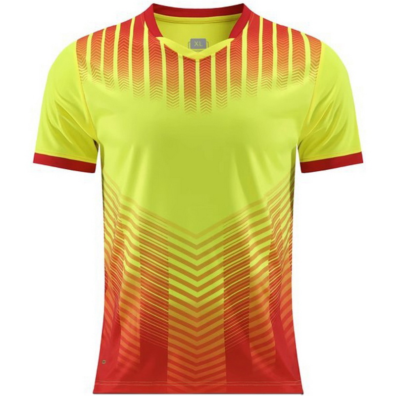 Yellow Stripe V-Neck Shirt Training Unisex Home Jersey