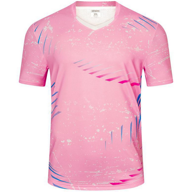 Pink Speckle V-Neck Shirt Training Unisex Home Jersey